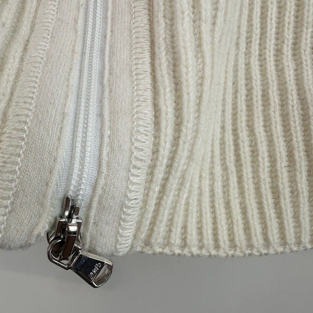 Brunello Cucinelli Cashmere Ribbed Full Zip Cardigan Cream Small Quiet Luxury - Picture 10 of 16
